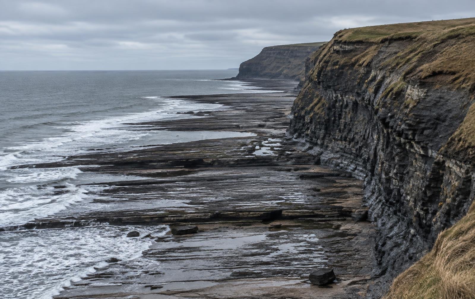 Coastal cliffs and foreshore typical of North Yorkshire